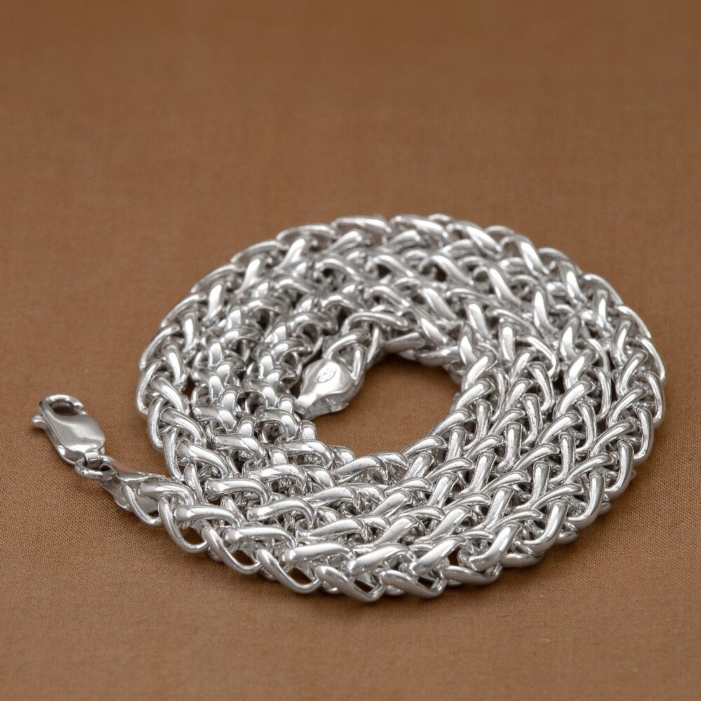 Vintage Thick 925 Sterling Silver Chain Necklace, 22 inch, 6mm Heavy Men's Chain